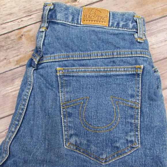 Hac Tac Jodhpurs Blue Denim Raw Hem High Rise 10 - Picture 5 of 10